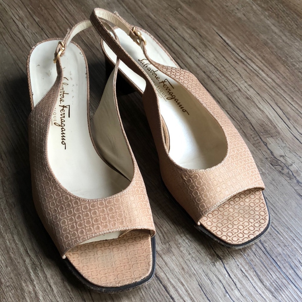 Salvatore Ferragamo Tan Heels with Slingback Design